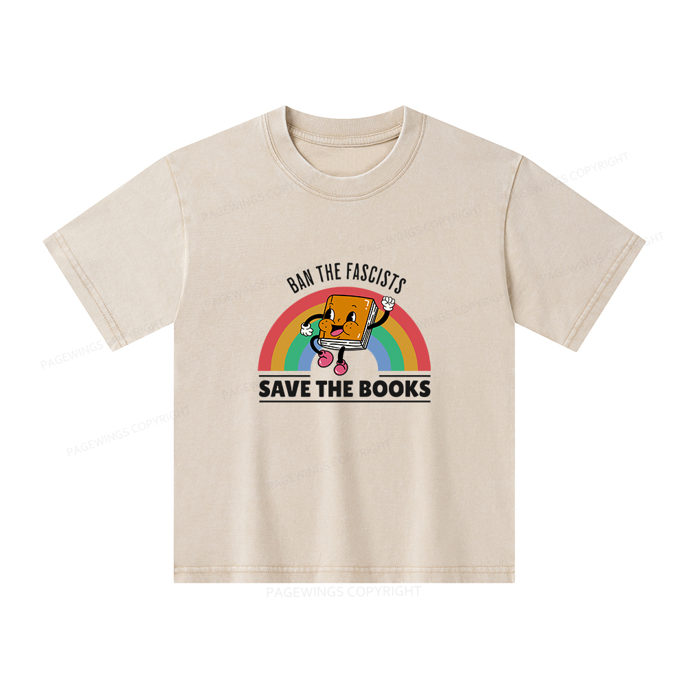 Pagewings Ban The Fascists Save The Books Shirt Unisex Kids Washed T-shirt