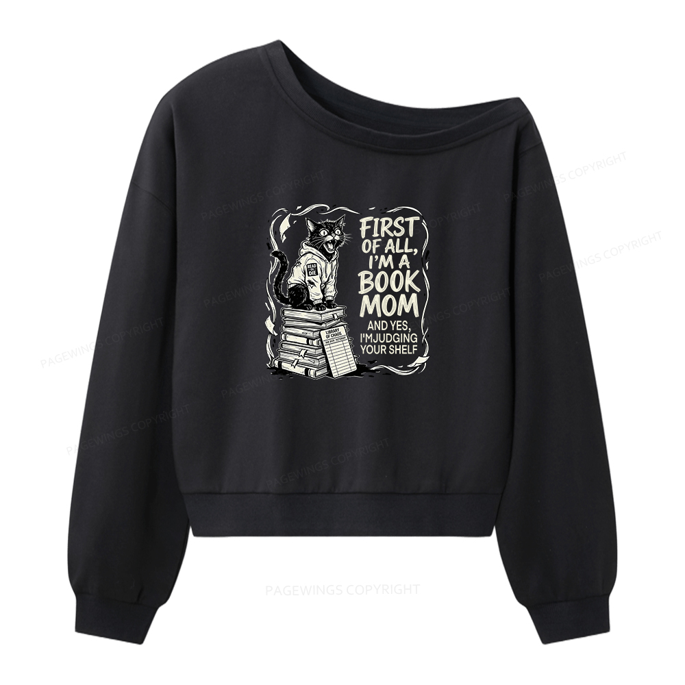 Pagewings I'm A Book Mom Women Off Shoulder Sweatshirt