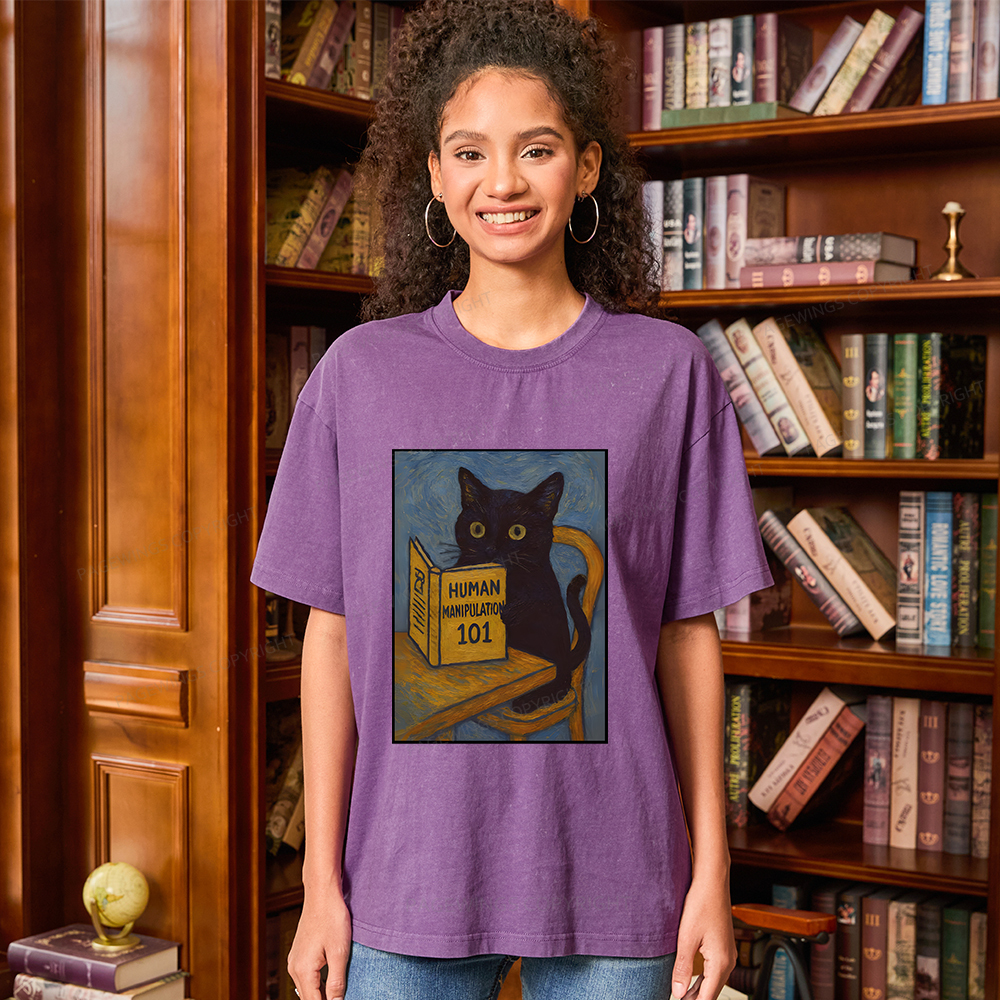 Pagewings Funny Cat Unisex Washed T-shirt