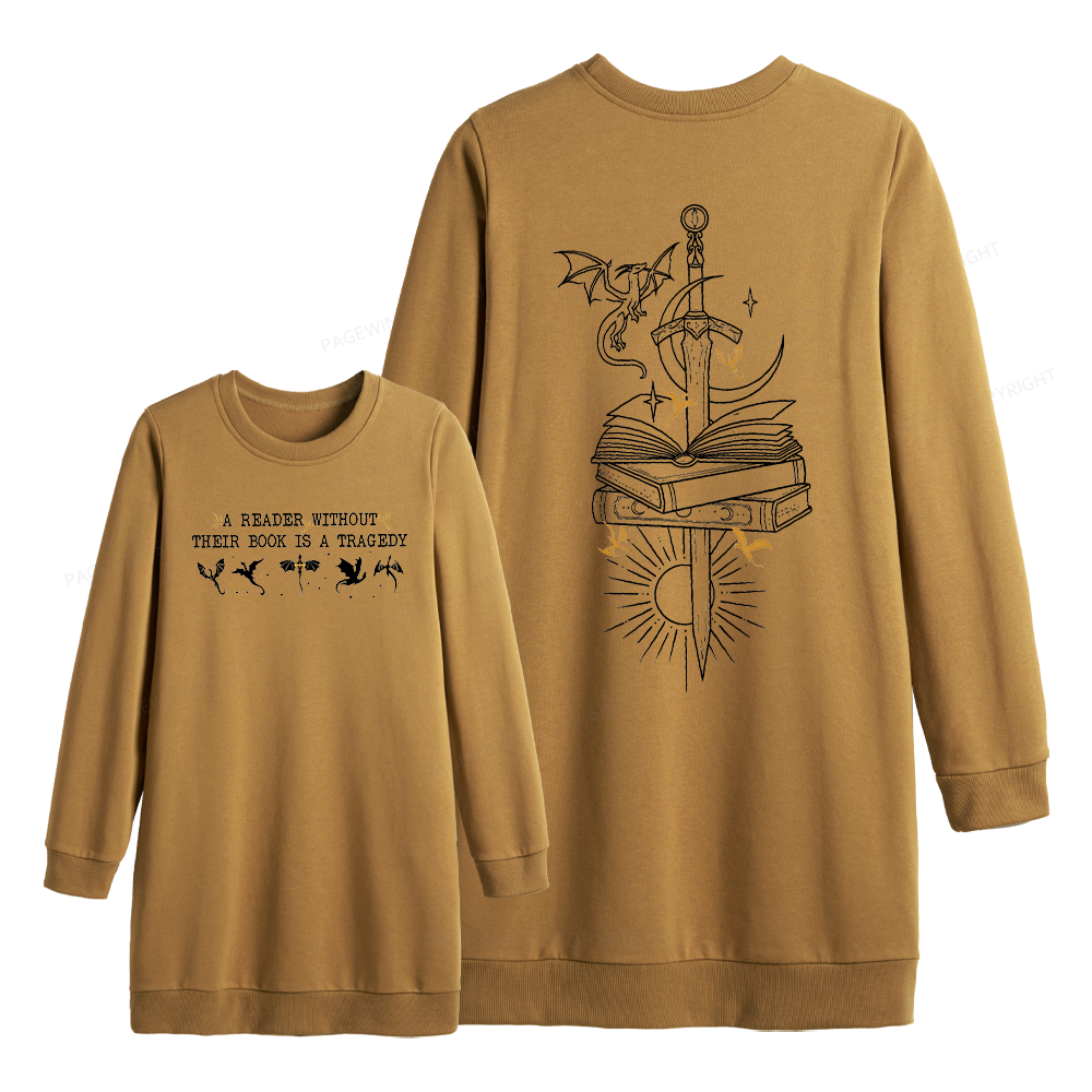Pagewings A Reader Without Their Book Is A Tragedy Sweatshirt Dress