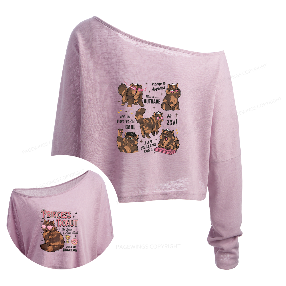 Pagewings Sci Fi Reader Slouchy Long Sleeve Off Shoulder T-shirt