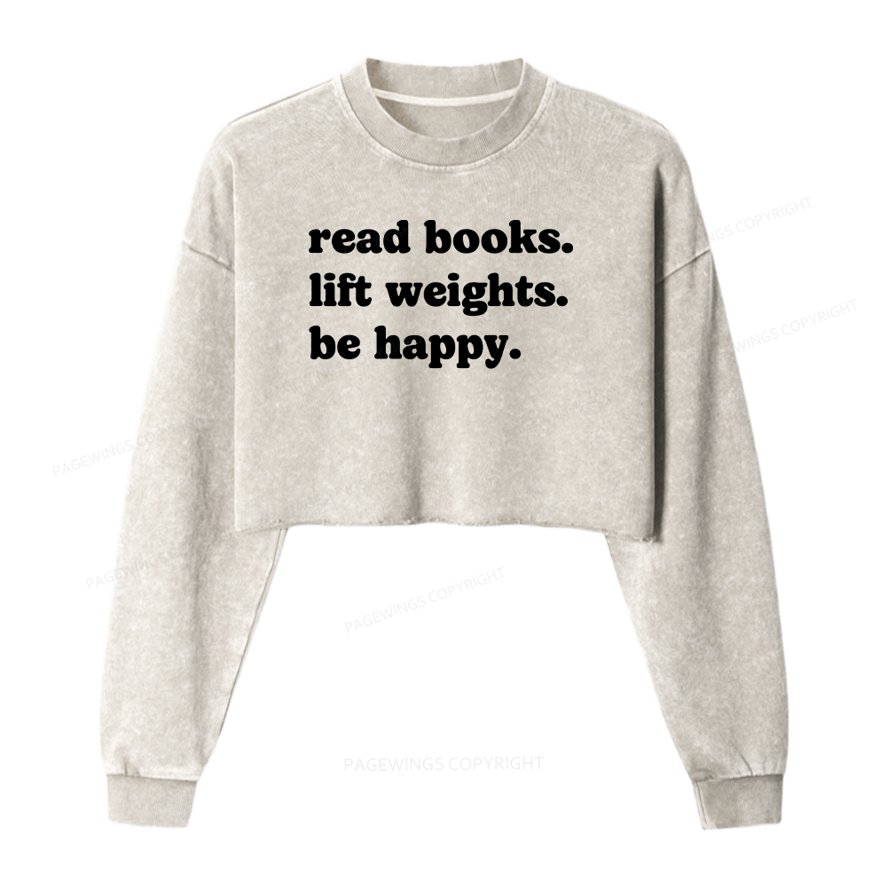 Pagewings Book Lover Gym Washed Crop Sweatshirt