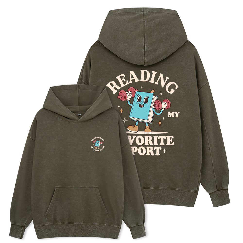 Pagewings Reading Is My Favorite Sport Unisex Washed Hoodie