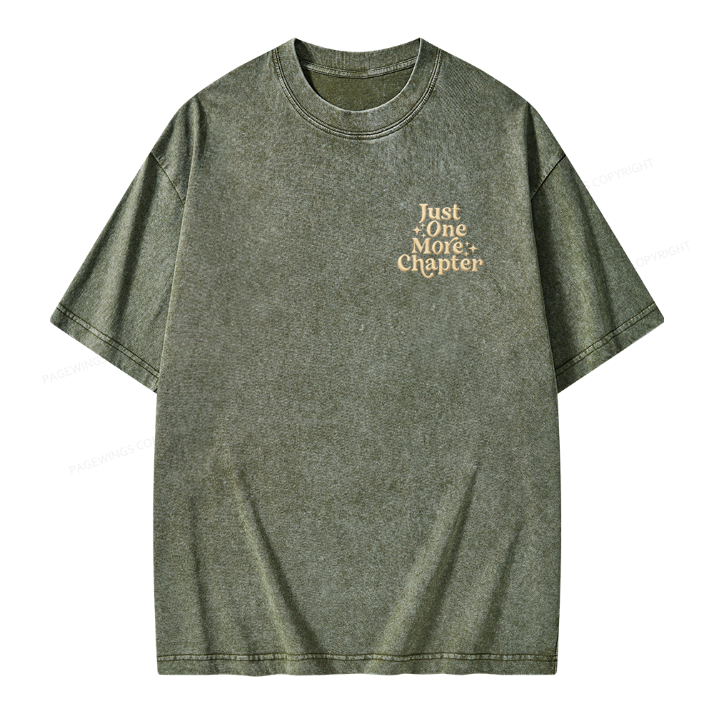 Pagewings Embroidered Just One More Chapter Unisex Washed T-shirt