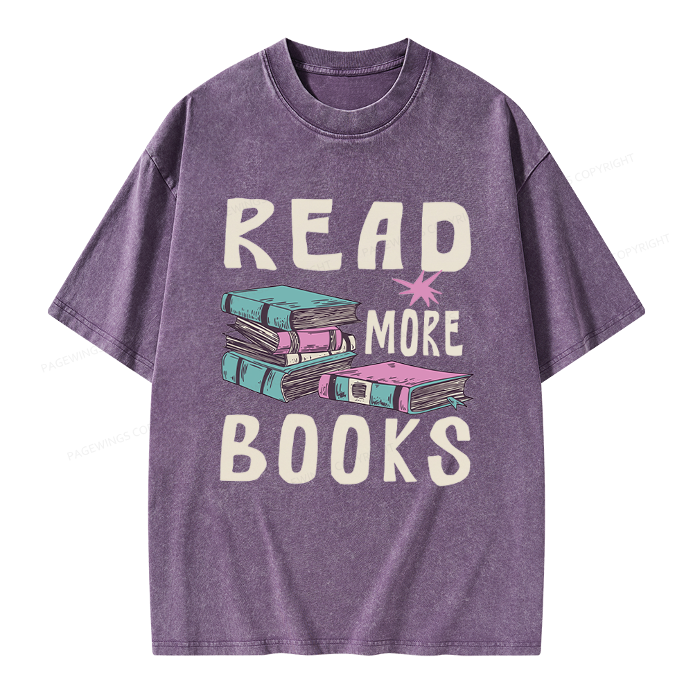 Pagewings 90s Vintage Read More Books Unisex Washed T-shirt