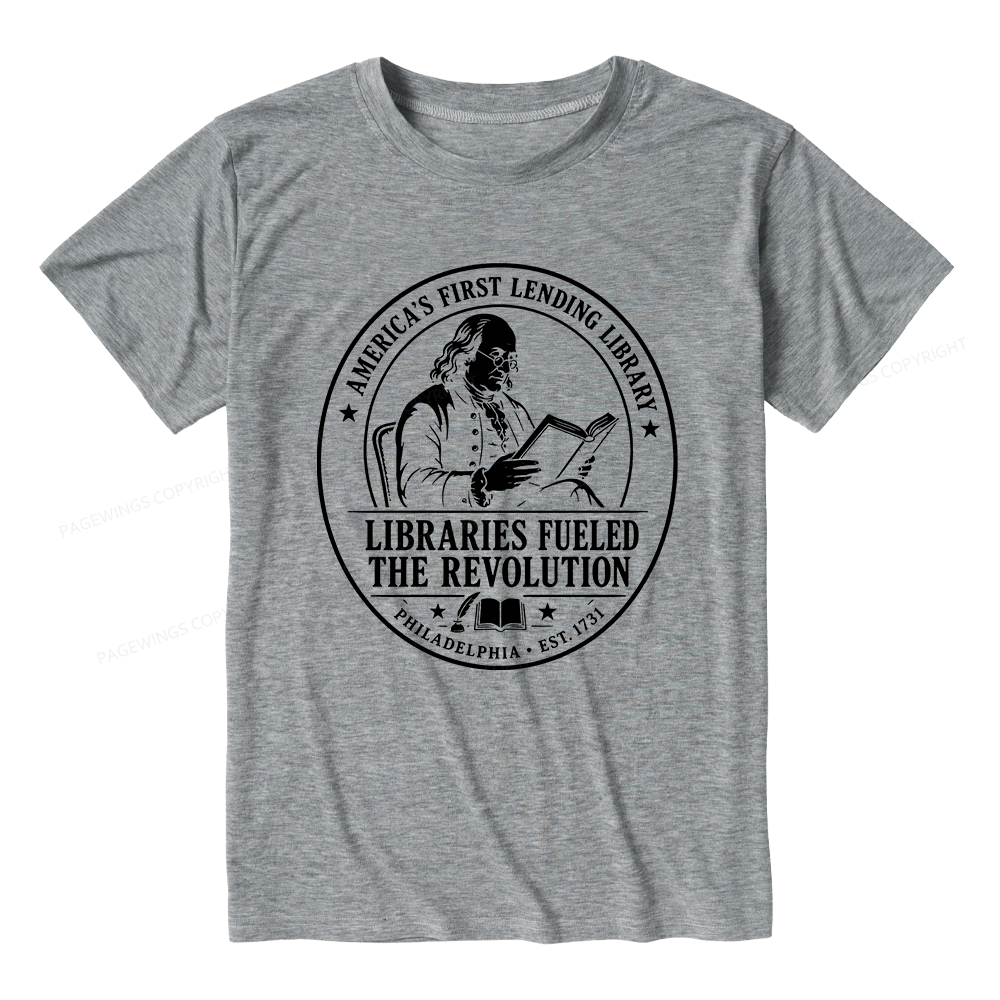 Pagewings Libraries Fueled the Revolution Unisex Heather T-Shirt