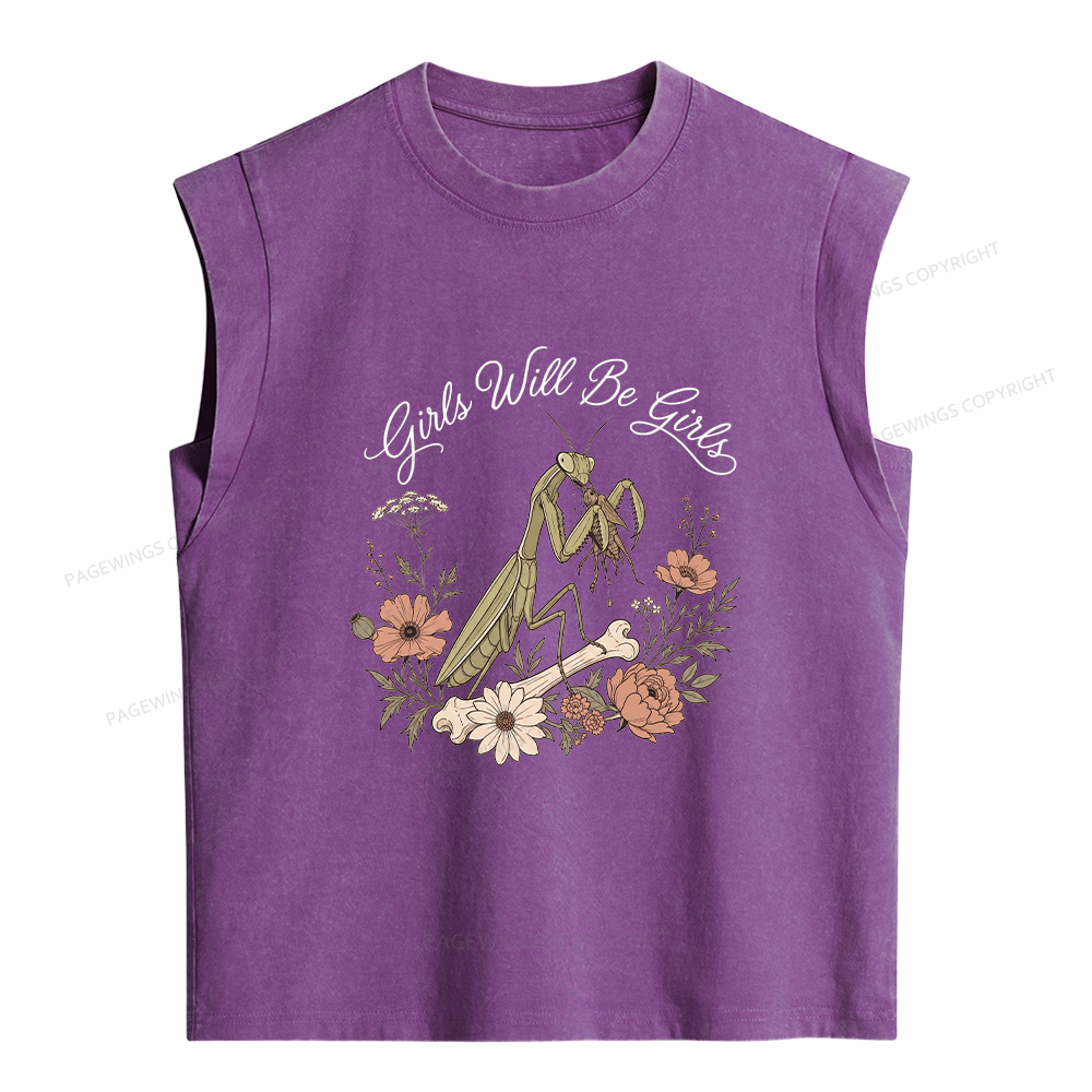 Pagewings Girls Will Be Girls Women's Washed Tank Top