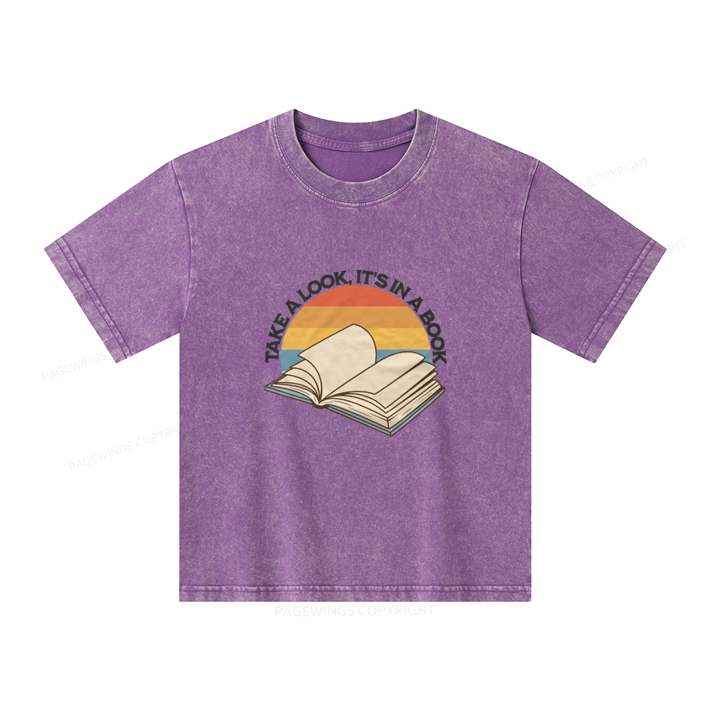 Pagewings Take A Look It's In A Book Unisex Kids Washed T-shirt