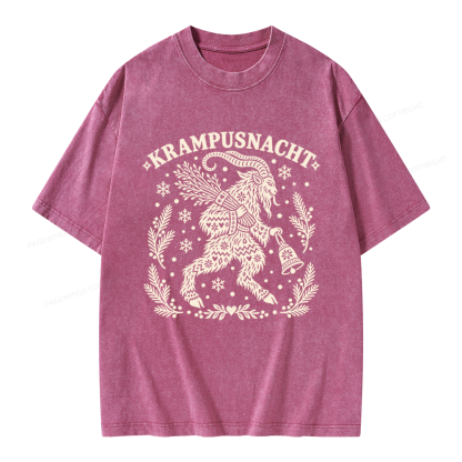 Pagewings Christmas Folk Art Unisex Washed T-shirt