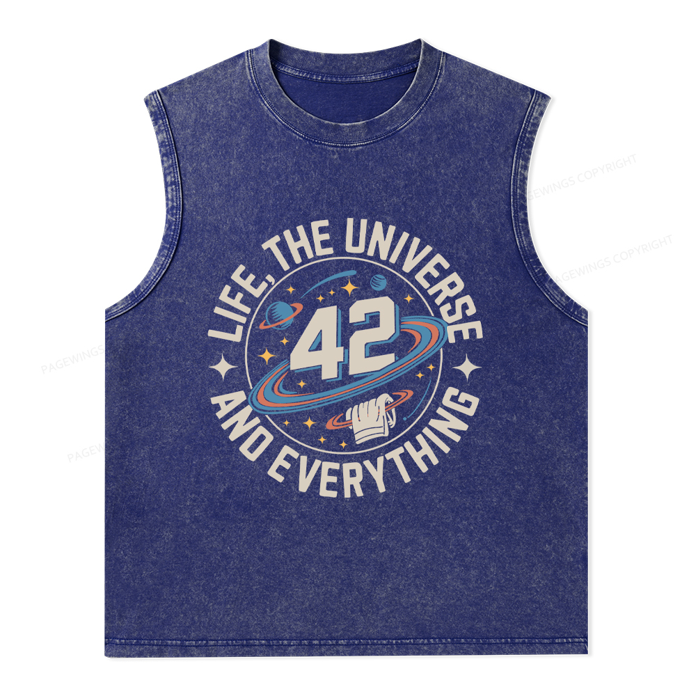 Pagewings Life The Universe And Everything Unisex Washed Tank Top