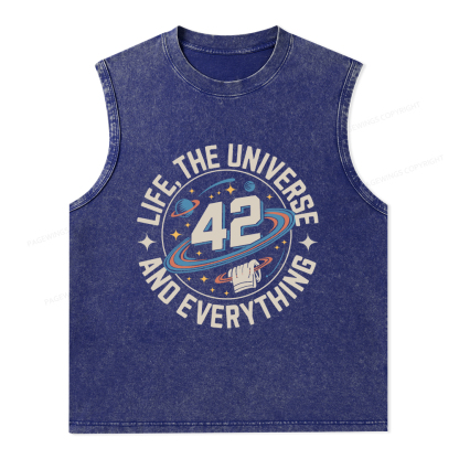 Pagewings Life The Universe And Everything Unisex Washed Tank Top