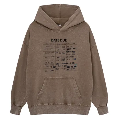 Pagewings Library Card Due Dat Unisex Washed Hoodie