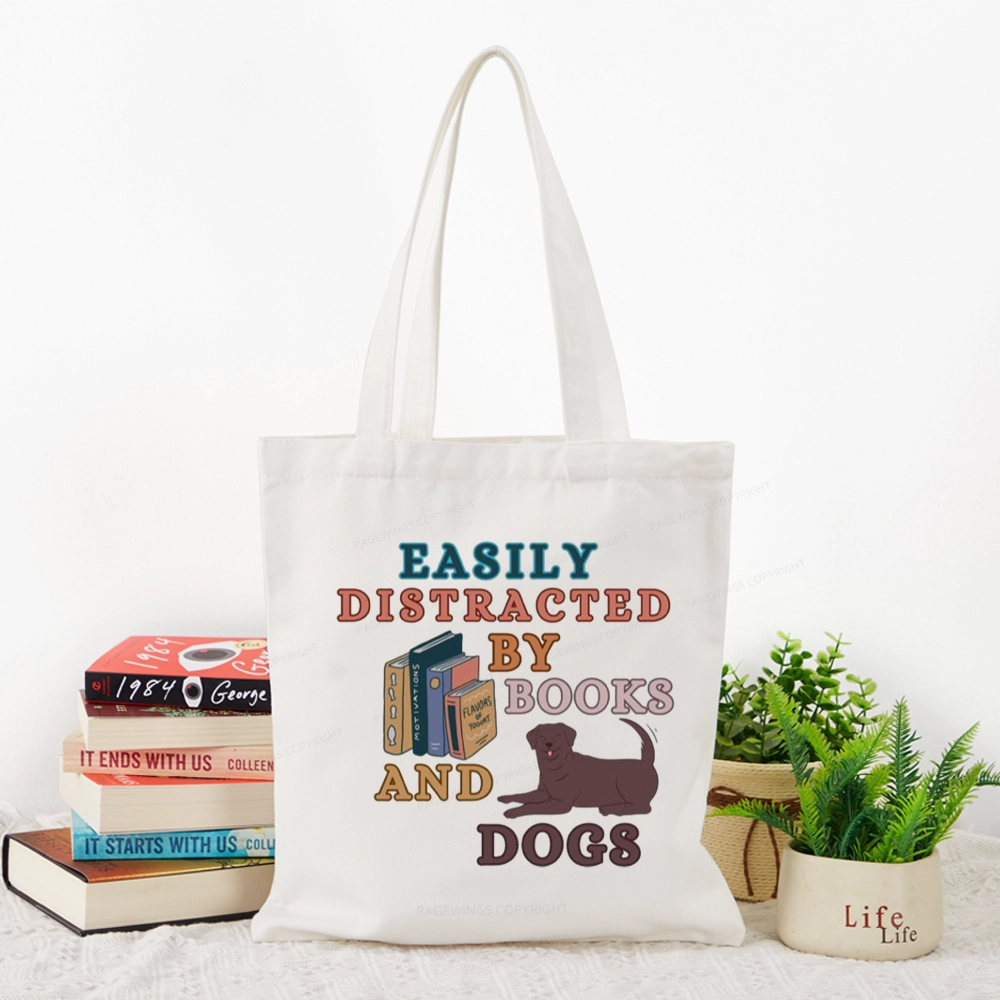 Pagewings Easily Distracted By Books And Labrador Tote Bag