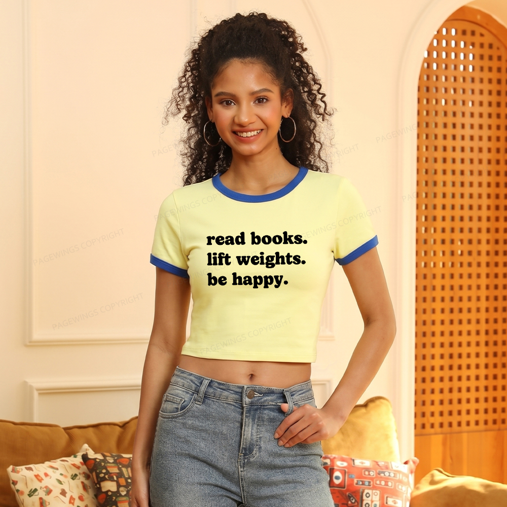 Pagewings Book Lover Gym Baby Tee Cropped Ringer T-Shirt