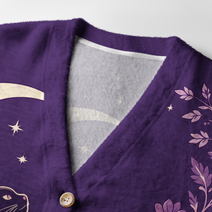 Pagewings Cat Book Lover Light Knit Unisex Cardigan Sweaters