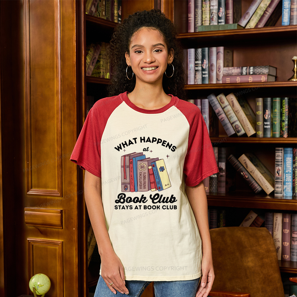 Pagewings Stays At Book Club Book Raglan T-shirt