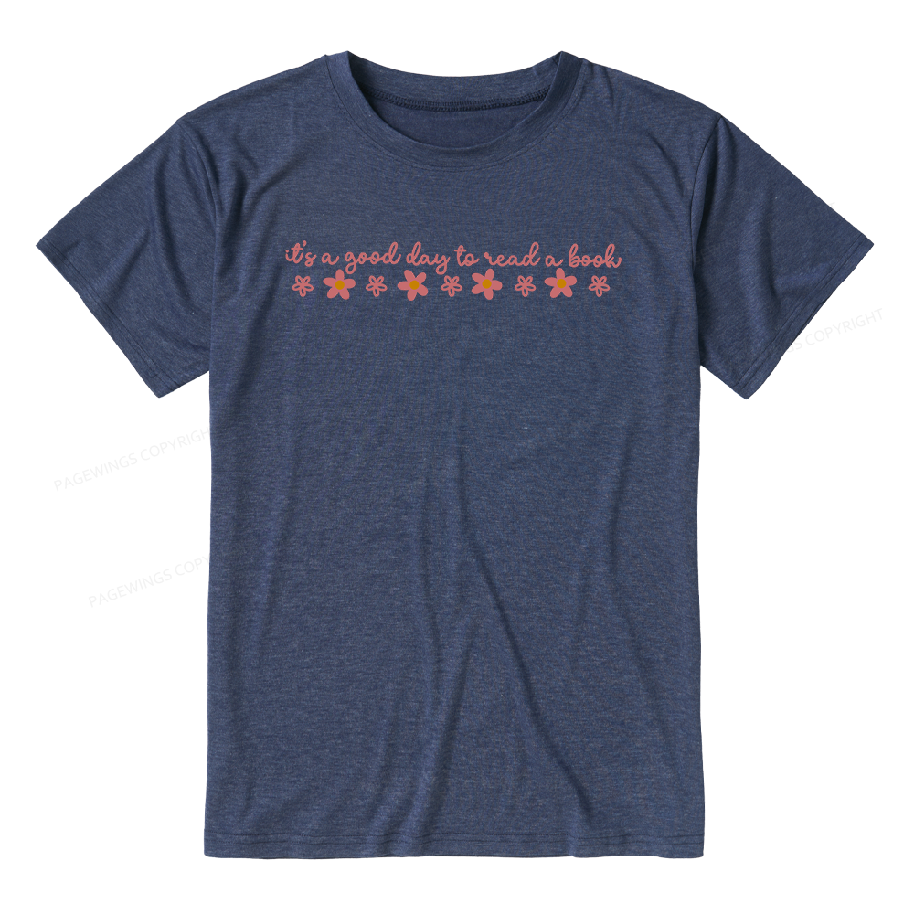 Pagewings Its A Good Day To Read A Book Unisex Heather T-Shirt