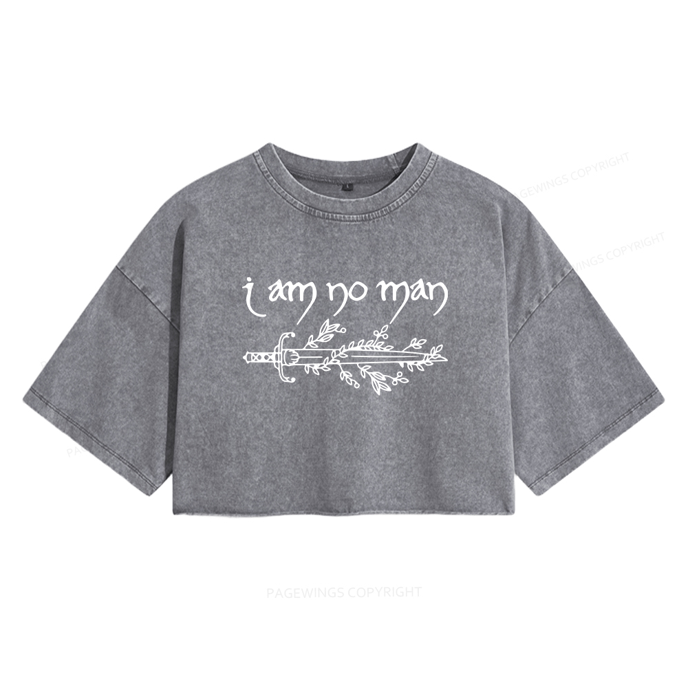 Pagewings I Am No Man Women's Washed Cropped T-shirt