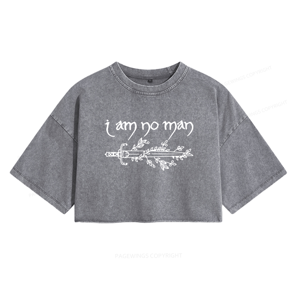 Pagewings I Am No Man Women's Washed Cropped T-shirt