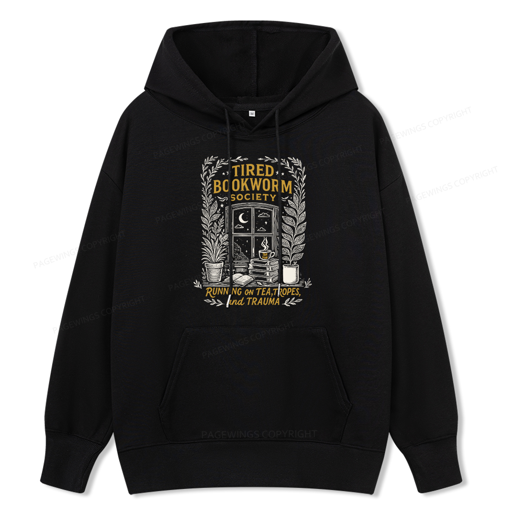 Pagewings Tired Bookworm Society Unisex Classic Hoodie