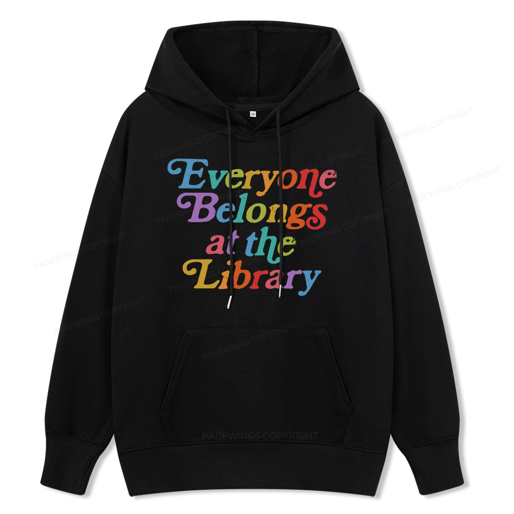 Pagewings  Everyone belongs at the library Unisex Classic Hoodie