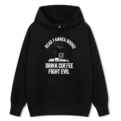 Pagewings Read Books Drink Coffee Fight Evil Shirt Unisex Classic Hoodie