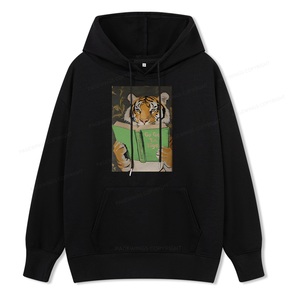 Pagewings Motivational Tiger Reading Unisex Classic Hoodie