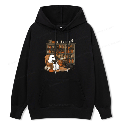 Pagewings Halloween Ghost Reading Books Unisex Classic Hoodie