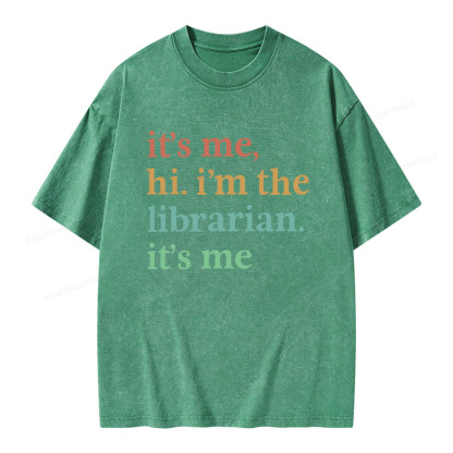 Pagewings It's Me Hi I'm The Librarian It's Me Unisex Washed T-shirt