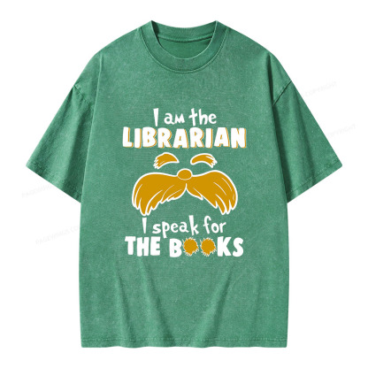 Pagewings I Am The Librarian I Speak For The Books Unisex Washed T-shirt