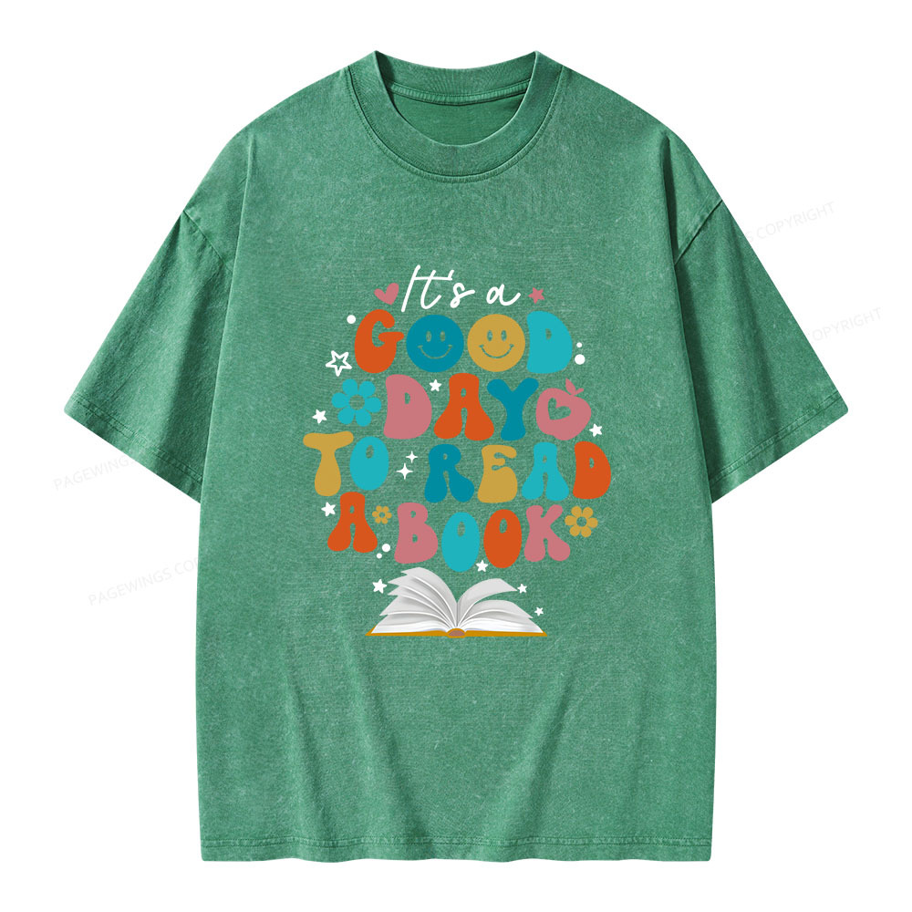 Pagewings Good Day To Read A Book Unisex Washed T-shirt