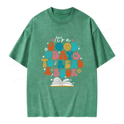 Pagewings Good Day To Read A Book Unisex Washed T-shirt