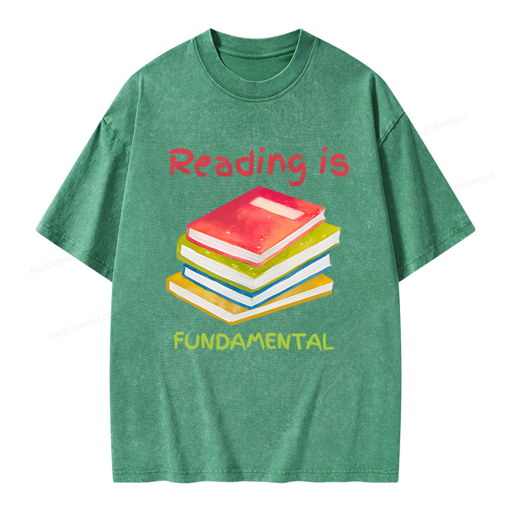 Pagewings Reading is Fundamental Unisex Washed T-shirt