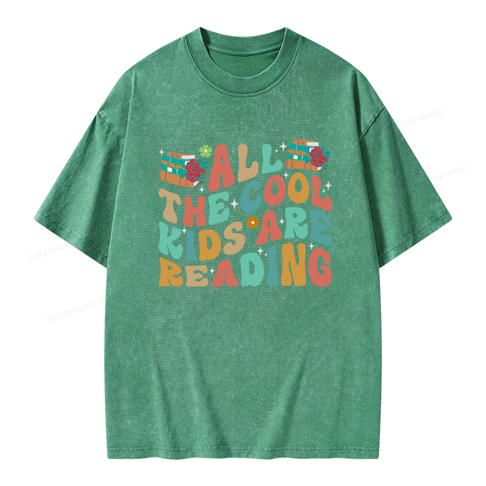Pagewings All The Cool Kids Are Reading Unisex Washed T-shirt