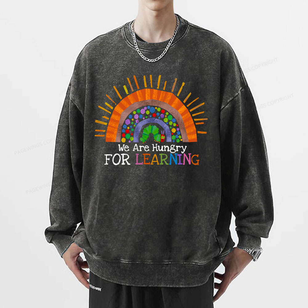Pagewings We Are Hungry For Learning Unisex Washed Sweatshirt