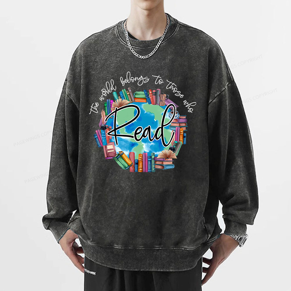 Pagewings World Belongs to Those Who Read Unisex Washed Sweatshirt