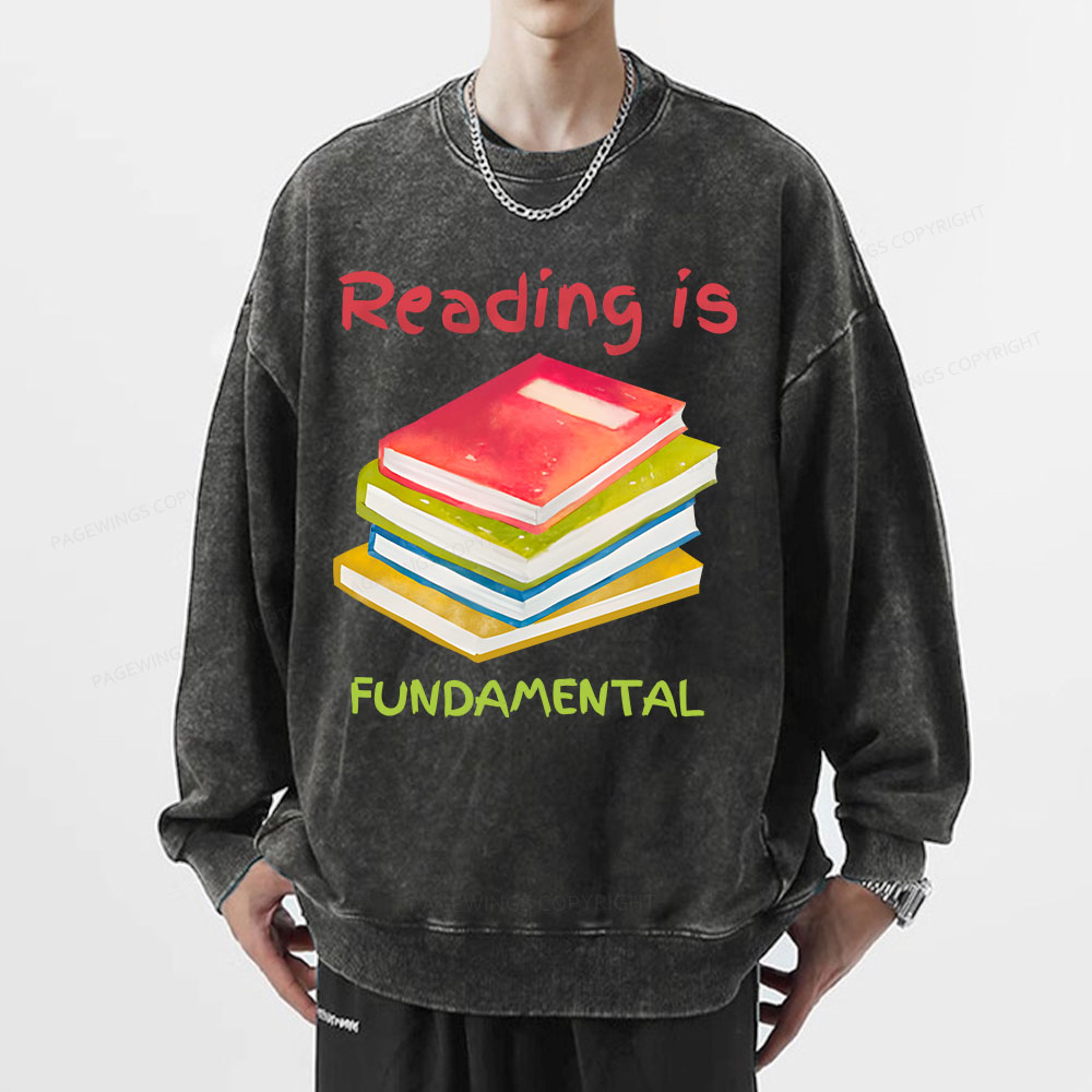 Pagewings Reading is Fundamental Unisex Washed Sweatshirt