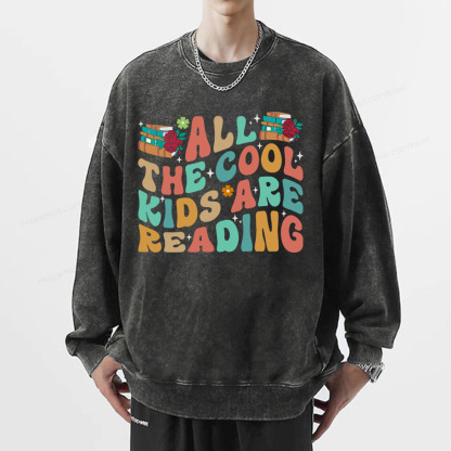 Pagewings All The Cool Kids Are Reading Unisex Washed Sweatshirt