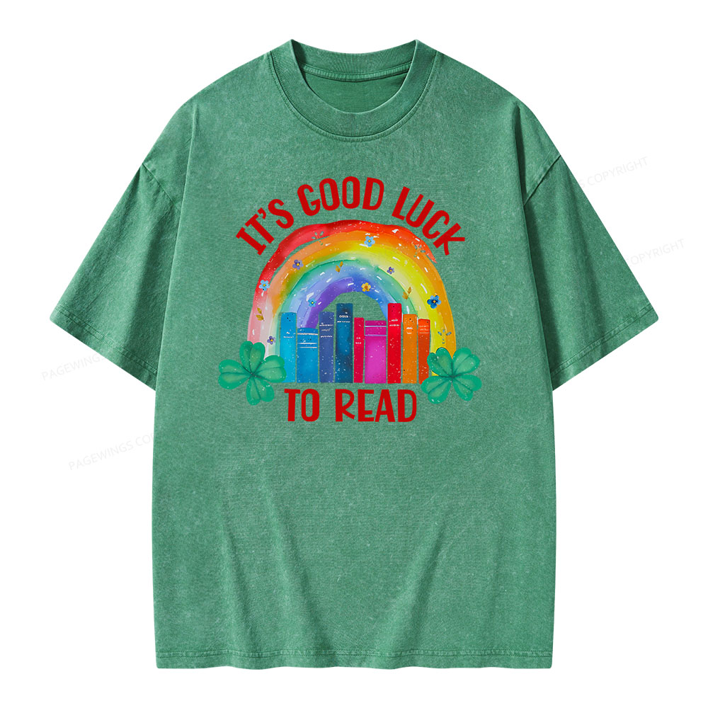 Pagewings It's Good Luck to Read Shirt, St. Patrick's Day Unisex Washed T-shirt