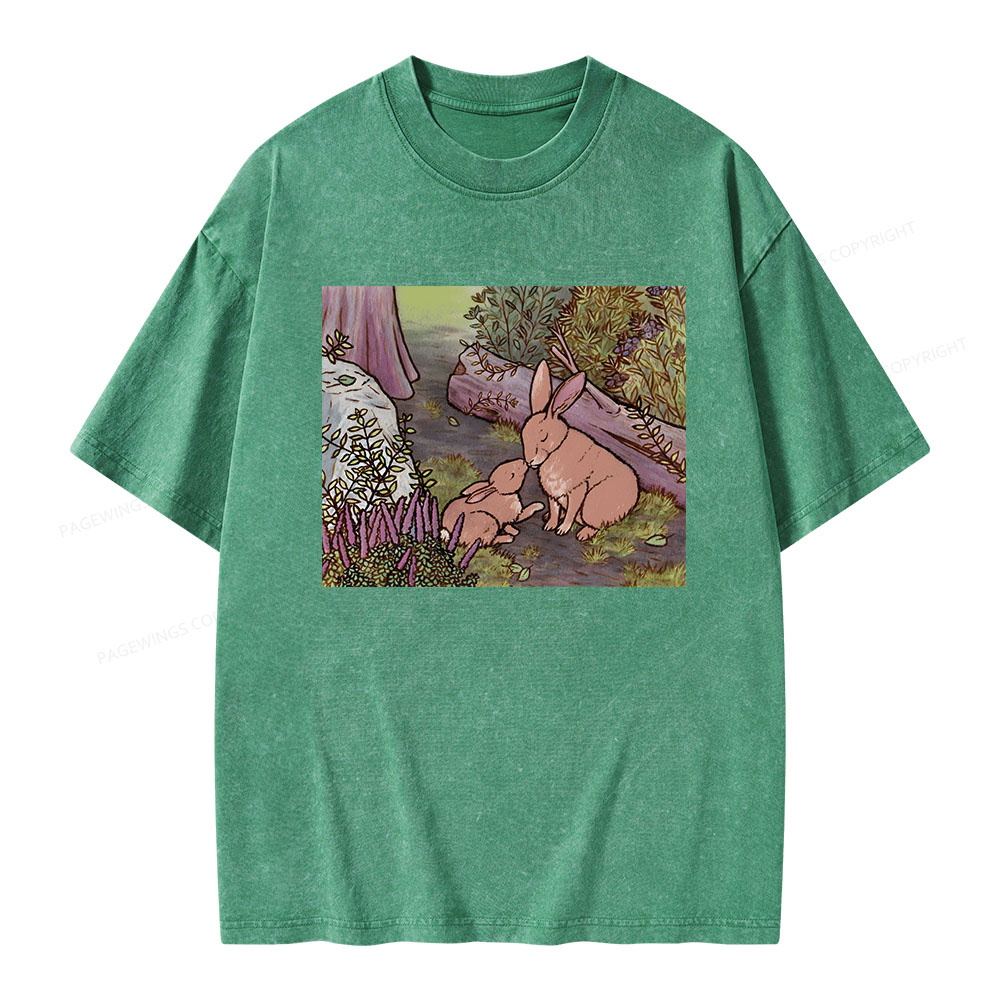 Pagewings A Kiss on the Nose for Mama Bunny Unisex Washed T-shirt