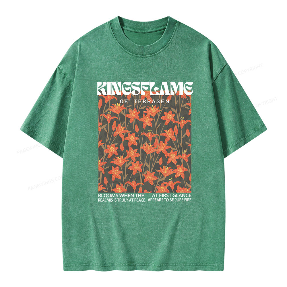 Pagewings Throne Of Glass Kingsflame Flower Aesthetic Unisex Washed T-shirt