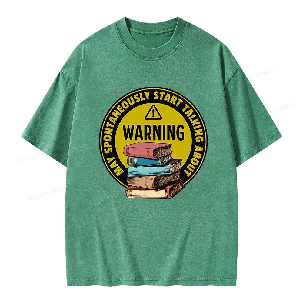 Pagewings Spontaneously Start Talking About Books Unisex Washed T-shirt