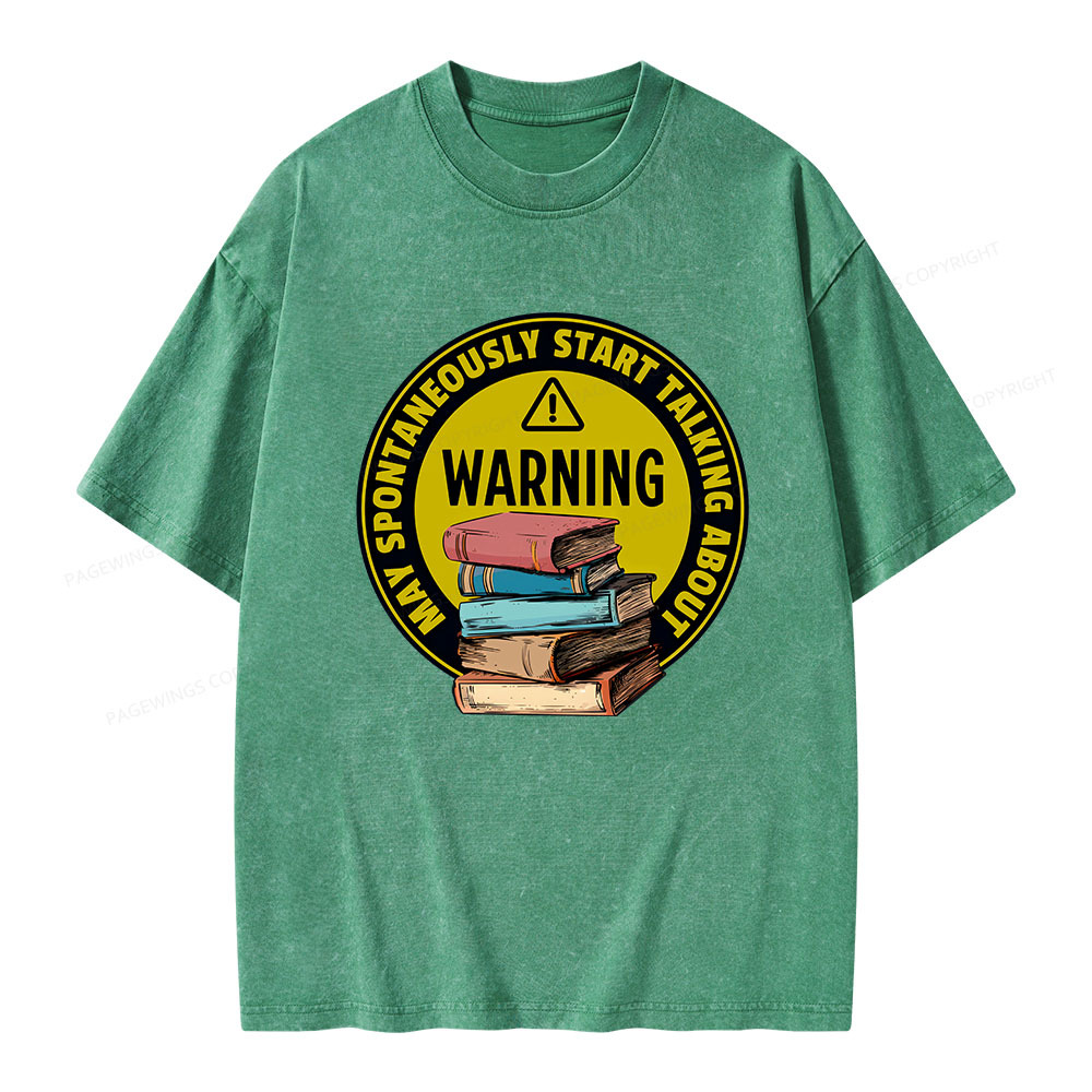 Pagewings Spontaneously Start Talking About Books Unisex Washed T-shirt