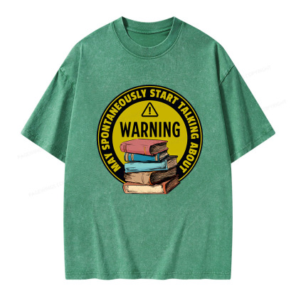 Pagewings Spontaneously Start Talking About Books Unisex Washed T-shirt