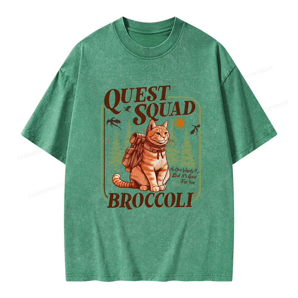 Pagewings Quest Squad Broccoli Unisex Washed T-shirt