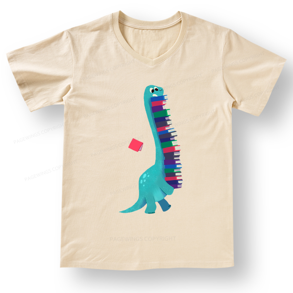 Pagewings Book Dinosaurs V-neck T-shirt