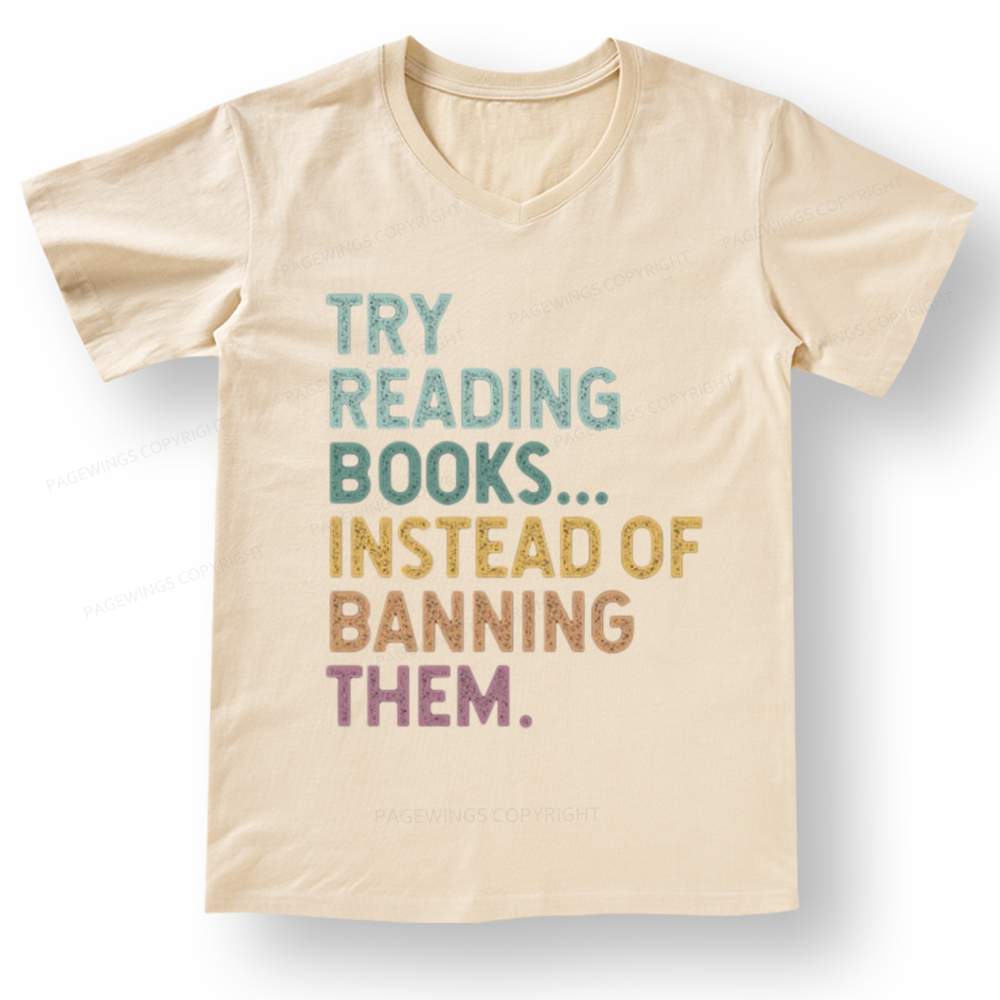 PagewingsTry Reading Books V-neck T-shirt