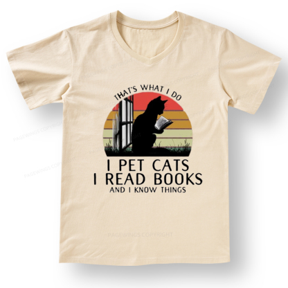 Pagewings Cat And Book V-neck T-shirt