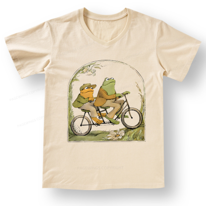 Pagewings Frog And Toad Book Vintage V-neck T-shirt 
