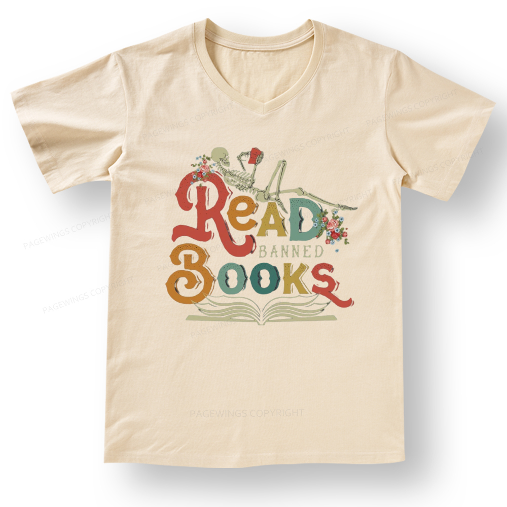 Pagewings Read Banned Books V-neck T-shirt